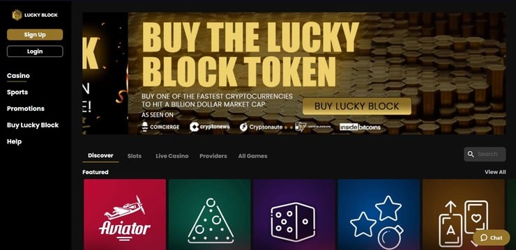 Lucky Block homepage