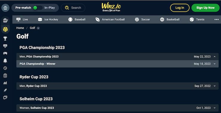winz.io golf betting