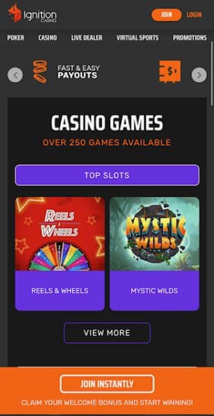Ignition casino mobile homepage 