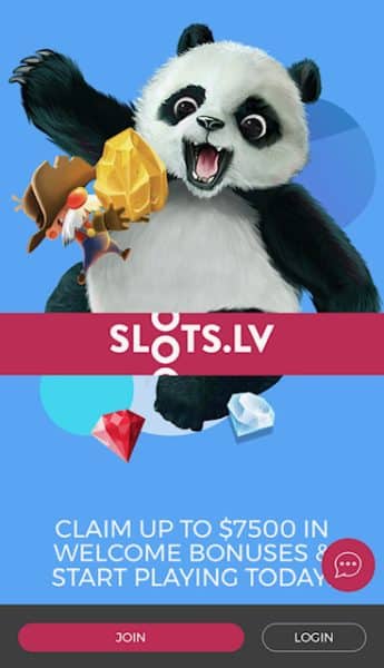 Slots.LV mobile homepage