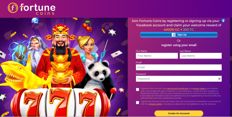 Fortune Coins Create Account