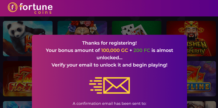 Fortune Coins Verify Email
