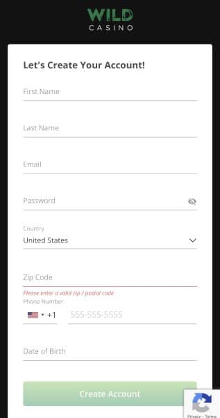 Wild Casino Sign Up