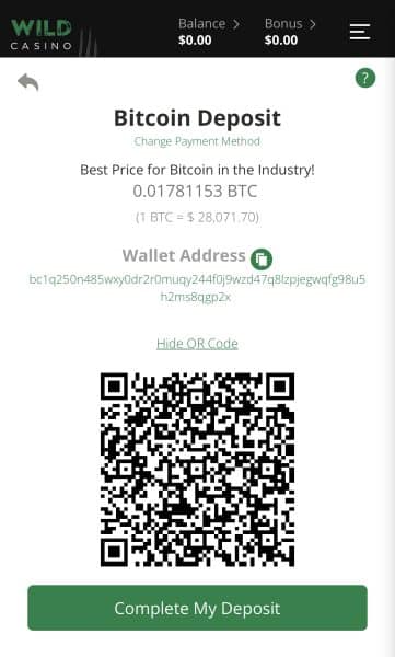 Wild Casino Confirm Deposit
