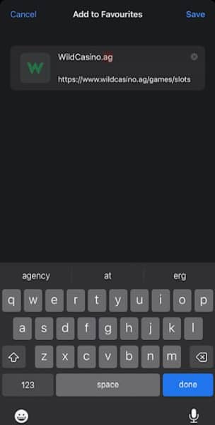 Mobile WPA app - Wild casino homepage - step 3