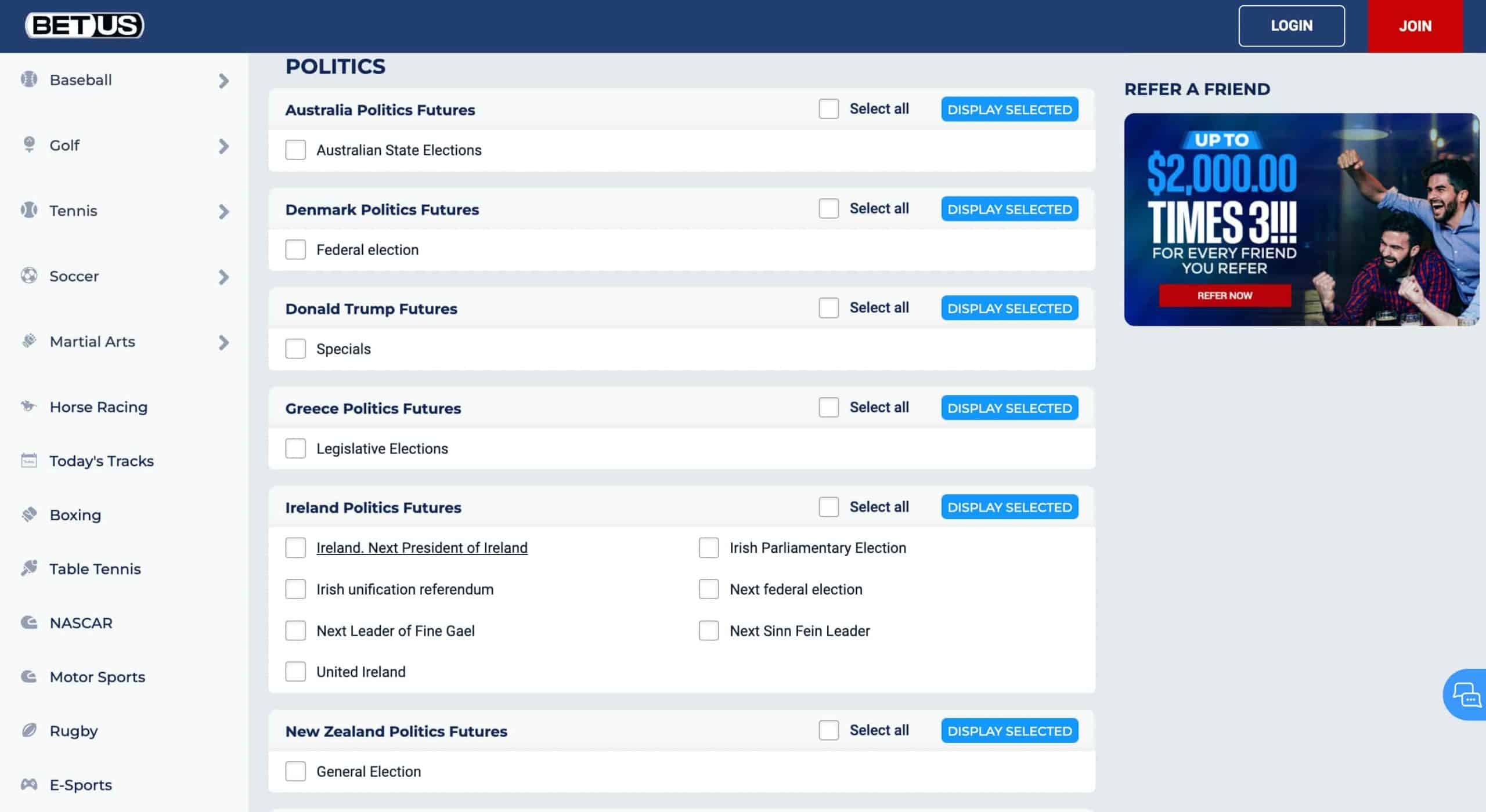BetUS - Political Betting