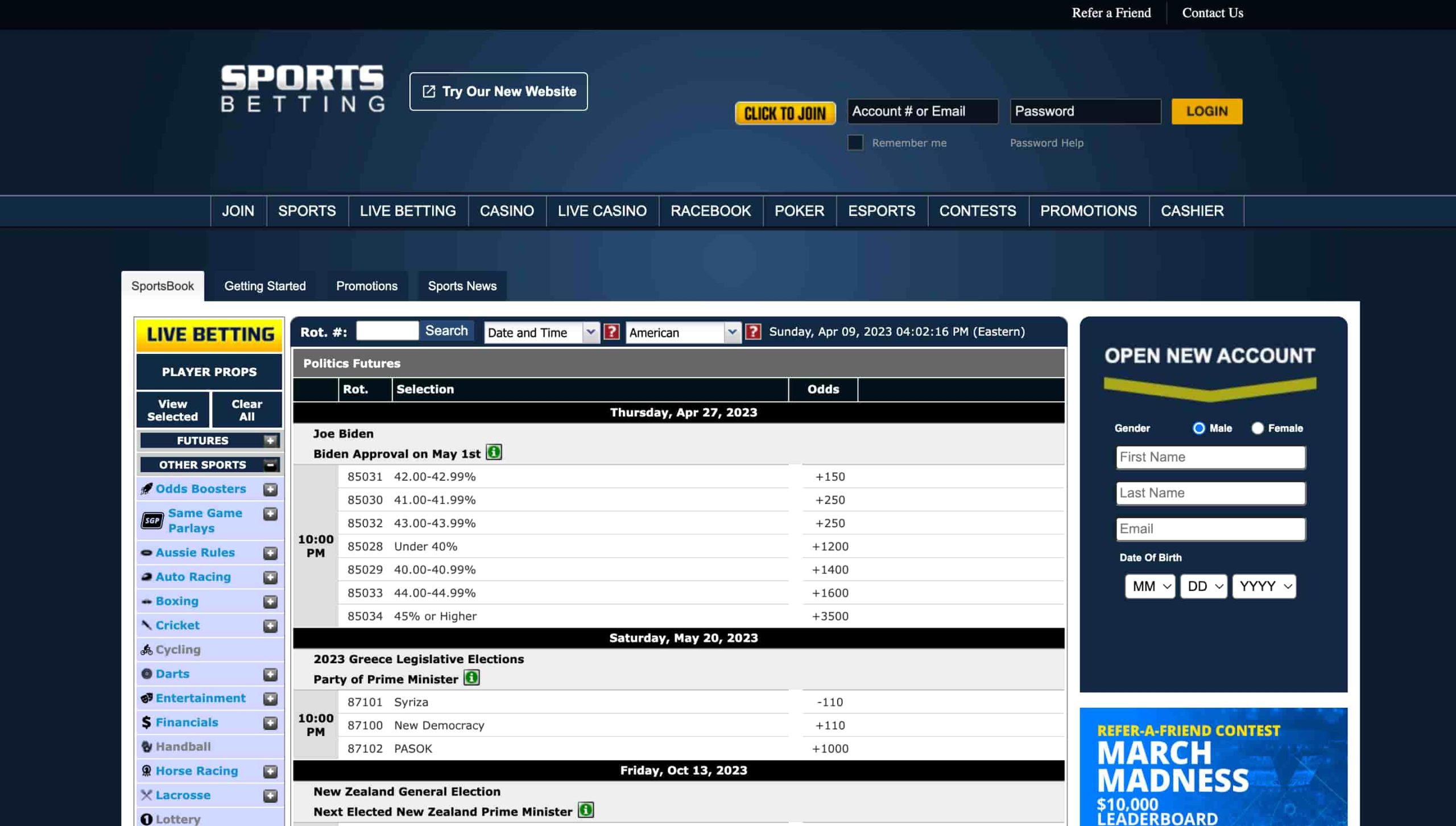 Sportsbetting.ag - Political Betting