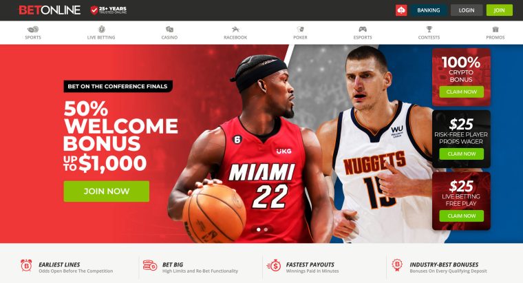 BetOnline homepage