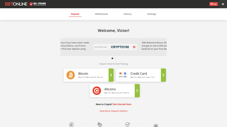 BetOnline deposit