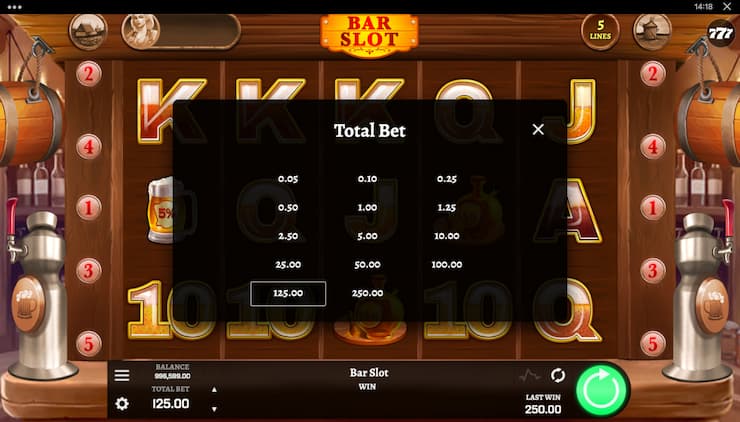 Bar Slot Select Wager