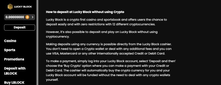Deposit at Lucky Block