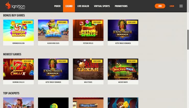 Ignition casino 3D slots