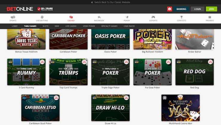 BetOnline Caribbean Stud Poker Casino