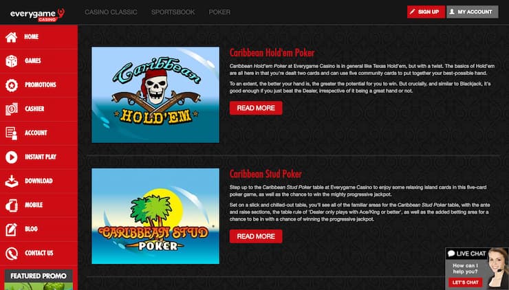 Everygame Caribbean Stud Poker Casino