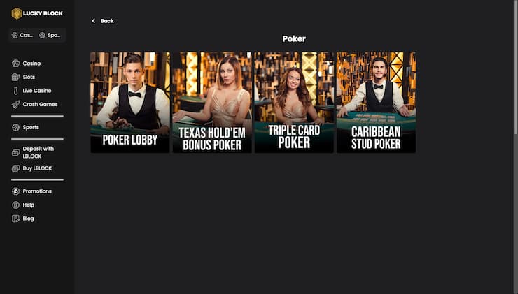 Lucky Block Caribbean Stud Poker Casino