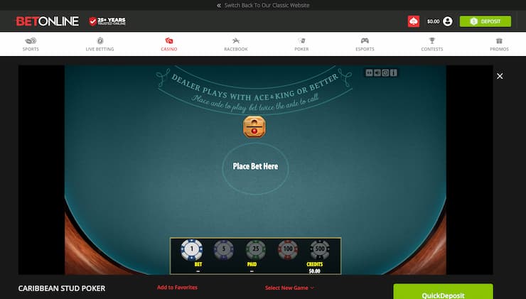Play Caribbean Stud Poker