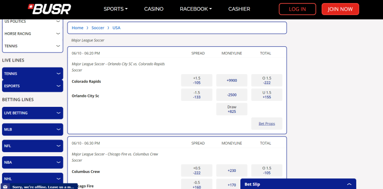 BUSR soccer betting options