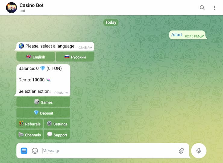 Casino Bot - Telegram casino for top casino games