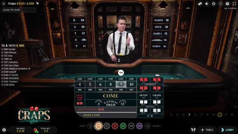 Evolution Live Craps budget management