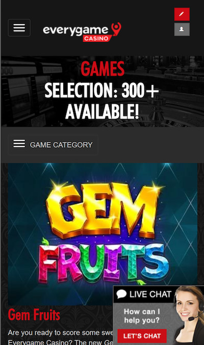 Everygame casino app lobby