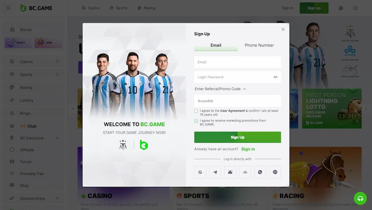 BC.Game No Account Casino
