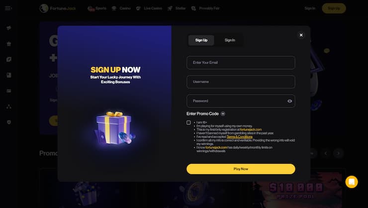 FortuneJack No Account Casino