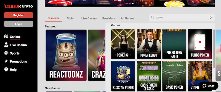 Online poker at ReelCrypto.com
